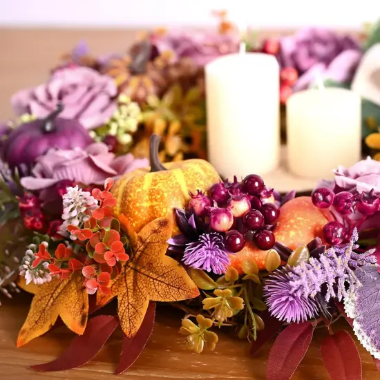 Fall Wreaths for Front Door Outside with Blooming Silk Rose {2}