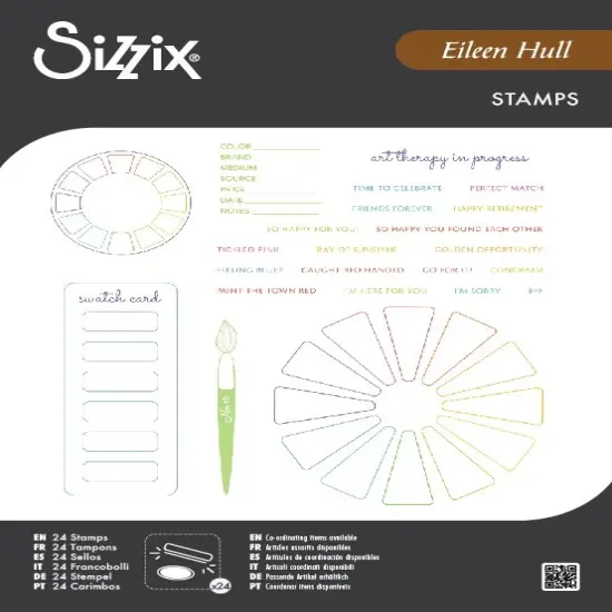 Sizzix A5 Clear Stamps by Eileen Hull 24/Pkg-Swatch Cards {1}