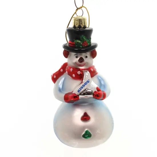 Noble Gems 5.0 Inch Snowman With Hershey Kiss Tree Ornament , Hand Crafted Silver {1}