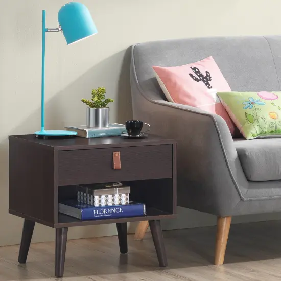 Costway Nightstand Sofa Side End Table Bedside Table Drawer Storage {3}