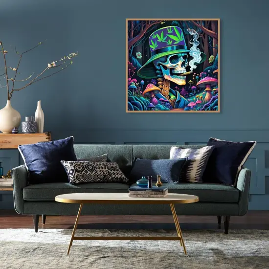 Skeleton Man Diamond Art Kits for Beginners, 5D DIY Full Drill Skull - 14x14inch {3}