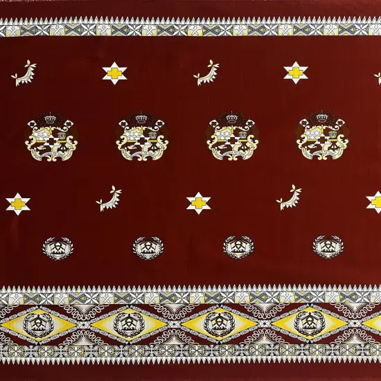 1 Yard Tonga Seal Double Border Light Barkcloth Fabric 100% Cotton, 36" L x 45" W Red {3}