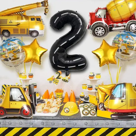 Construction Truck Balloons Party Supplies for Boys 2nd Birthday {2}
