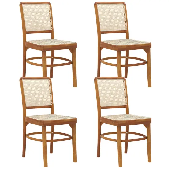 Costway Set of 2/4 Boho Dining Chairs with Teak Wood Structure & Footrests for Indoor Use {1}