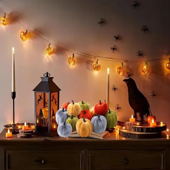 Small Velvet Pumpkins for Table Centerpiece - (12 Pcs,Assorted Colors) {3}