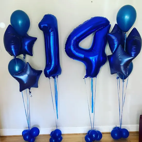 40 Inch Navy Blue 14 Number Balloons -Navy Blue 14 {4}