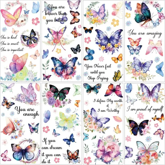 8 Sheets Butterfly Floral Rub on Transfer Stickers {1}