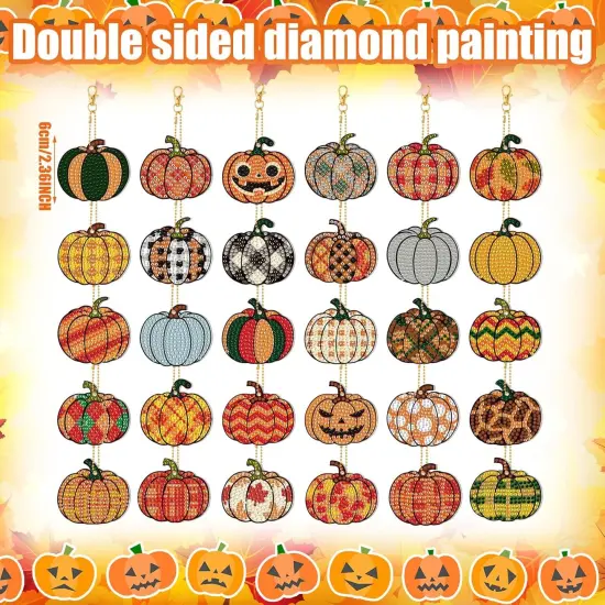30 Pcs Halloween Diamond Art Keychains Painting Kits Double Sided {3}
