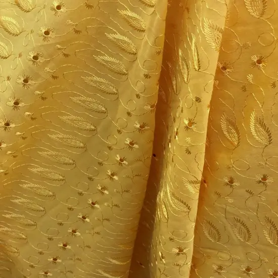 1 Yard Yellow Medium Eyelet Fabric with Double Border and Soft Medium Weight Texture 41/42 Inches Wide {2}