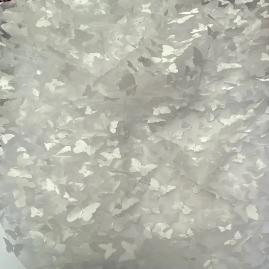 1 Yard White 3D Butterfly Satin Mesh Fabric on Stretch Tulle for Dresses and Accessories 54 Inch Wide {5}