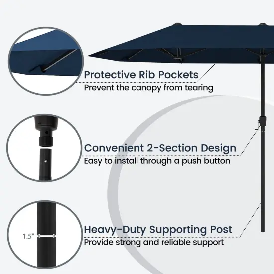 Costway 13 FT Large Patio Umbrella Outdoor Double-Sided Table Market Umbrella for Garden Beige/Brown/Gray/Navy/Orange/Wine {6}