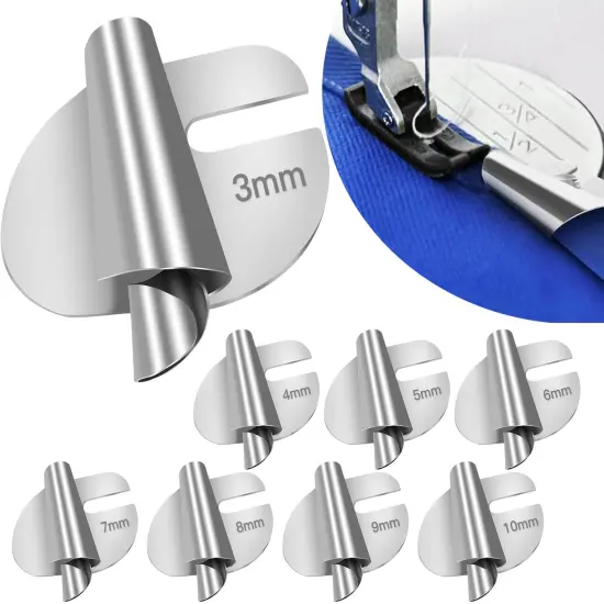 Sewing Rolled Hemmer Foot 8PCS Rolled Hem Presser Foot 3/4/5/6/7/8/9/10mm 8 Sizes Wide Rolling Hem Foot Sewing Machine Presser Feet Hemmer Home Industrial Curved Scroll Hemming Feet {1}