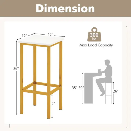 Costway 4 PCS 26"Bar Stool Set with Metal Frame Footrest Backless Counter Height Stool Brown {3}