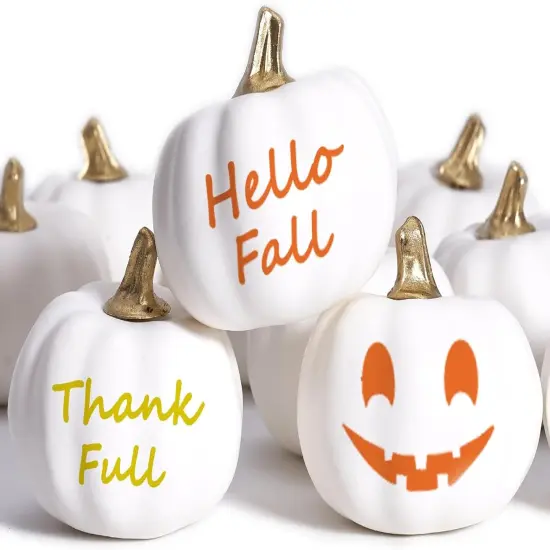 Set of 12 Artificial White Pumpkins Table Centerpiece {2}