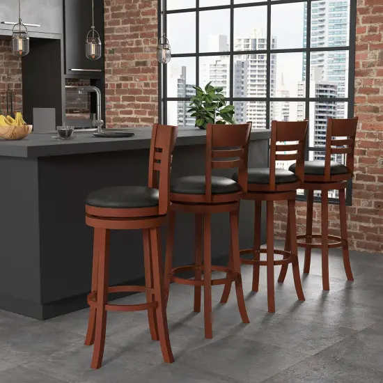 Costway Set of 4 Bar Stools Swivel Bar Height Dining Chairs with Backrests & Footrests {2}