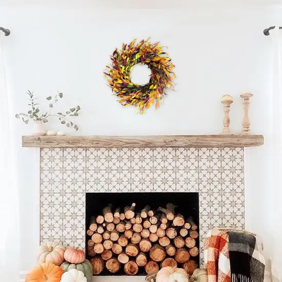 Harvest Wreath with Leaves- Fall Leaf Wreath {4}