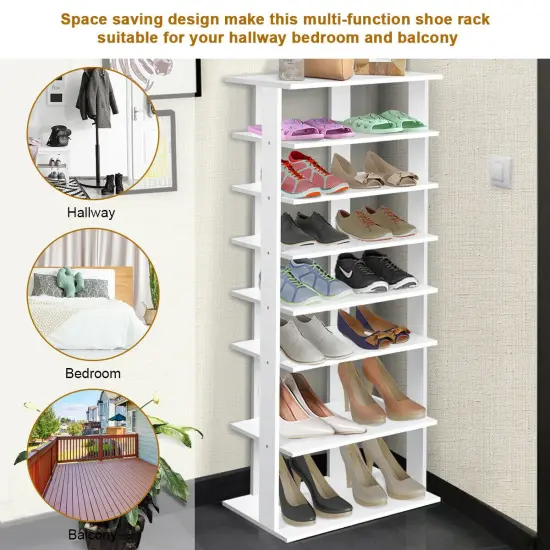 Costway Patented Wooden Shoes Storage Stand 7 Tiers Big Shoe Rack Organizer Multi-Shoe Rack {5}