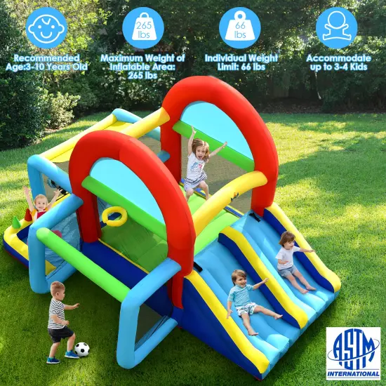 Costway Inflatable Bounce House Kids Bouncy Jumping Castle w/ Dual Slides & 480W Blower {3}