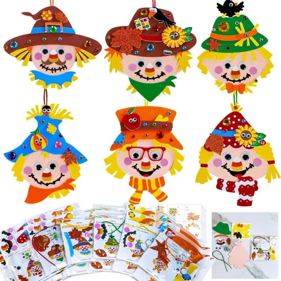 24 Sets Fall Craft Kits for Kids - Scarecrow Ornaments {1}