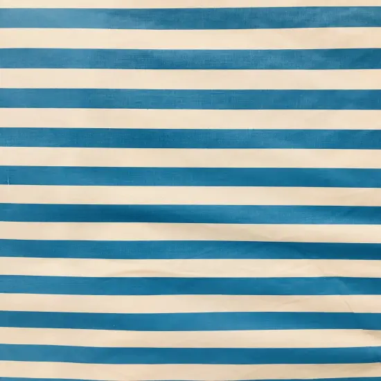 1 Yard Turquoise And White 1 Inch Stripe Poly Cotton Fabric Horizontal Pattern For Decor Crafts 59/60 Inch Wide {1}