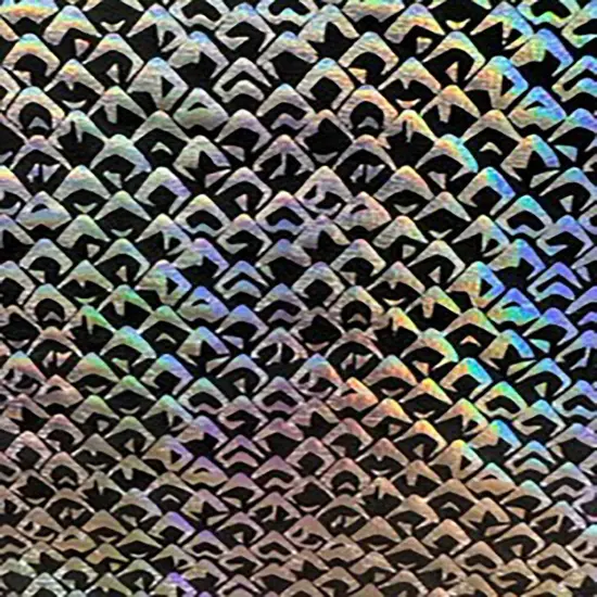 1 Yard Mermaid Snake Hologram Foil Stretch Nylon Spandex Fabric for Dancewear 58/60"Width Black Turquoise {3}