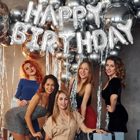 Happy Birthday Balloon Letters - (Silver) {3}