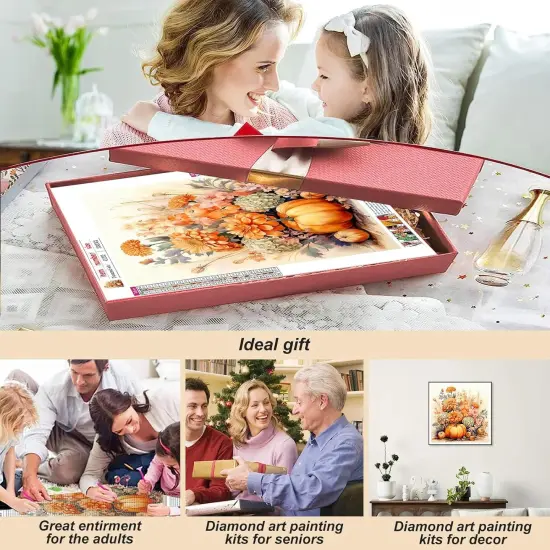 12&times;12inch - Autumn Pumpkin Diamond Painting Kits for Adults {3}
