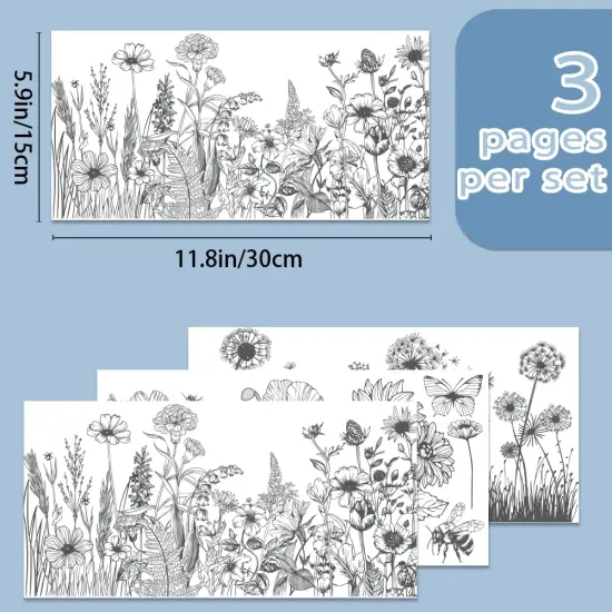 3 Sheet Black White Rub on Transfers for Crafts 6x12 {2}