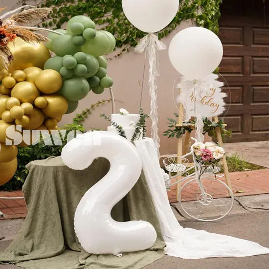 40 Inch White Large 2 Balloon Number Big Foil Helium- White {2}