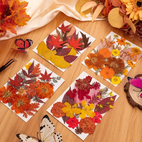 78 Pcs Fall Dried Pressed Flowers -Brown, Yellow {2}