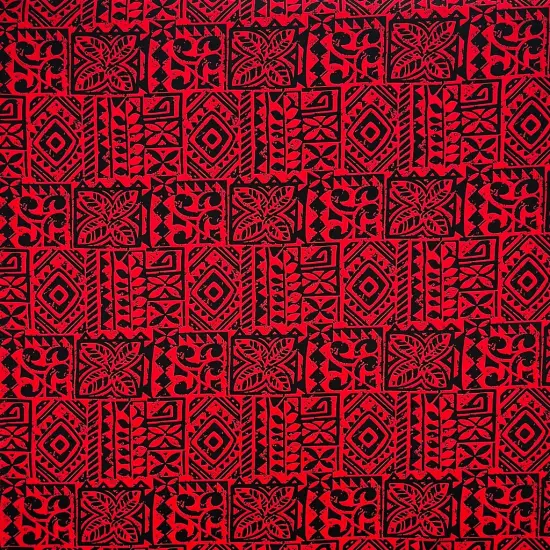 1 Yard Traditional Polynesian Tapa Light Barkcloth Fabric 100% Cotton, 45 inches Width Red {1}