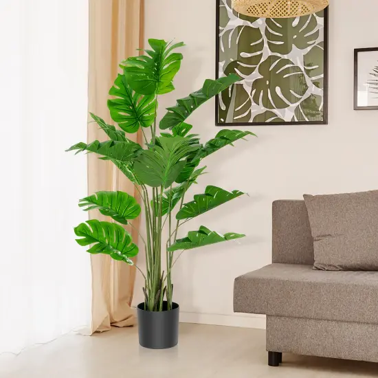 Costway 5FT Artificial Tree Faux Monstera Deliciosa Plant for Home Indoor & Outdoor {2}