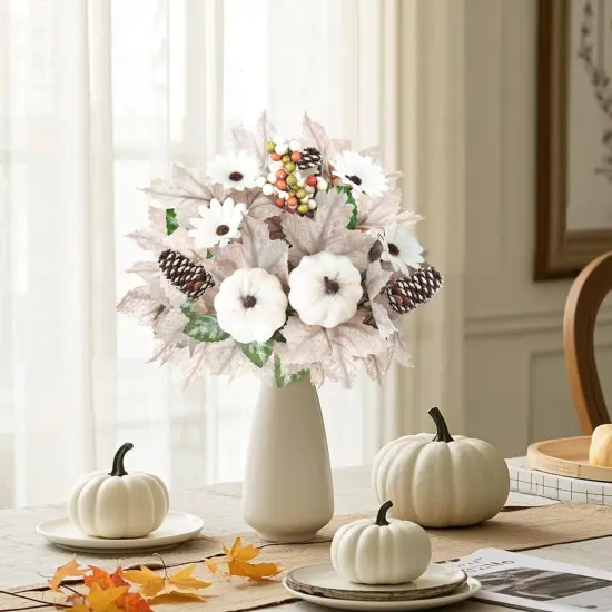 2PCS Fall Artificial Flowers Decoration - White {2}