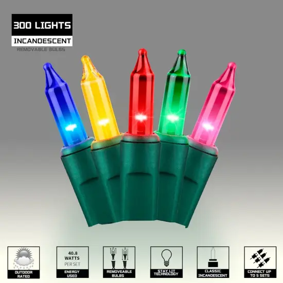 300LIGHTS(2*150L) MULTI Extra-Bright With End Connectors Christmas Decorative Lights 19.44m UL Certified Mini String Light Set Waterproof for Home Garden Holiday Tree Party Patio Decor Wedding {2}