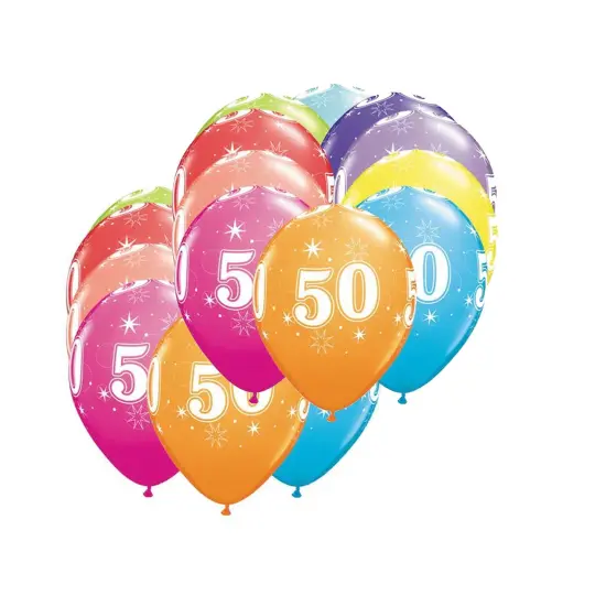 50 A Round Latex Balloons 11" 6 Pack 50th Birthday Anniversary Party Balloons {2}