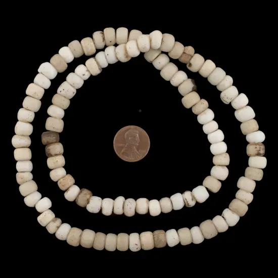 The Bead Chest Old White Padre Beads, Full Strand of Vintage Glass Trade Beads {2}
