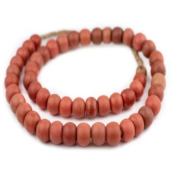 The Bead Chest Vintage Faux Coral Olombo Beads 14mm Nigeria African Red Round Glass Large Hole 30 Inch Strand Handmade {3}