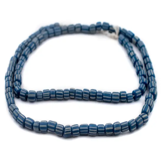 The Bead Chest Java Gooseberry Beads - Full Strand of Striped Glass Beads (Blue, 4mm) {3}