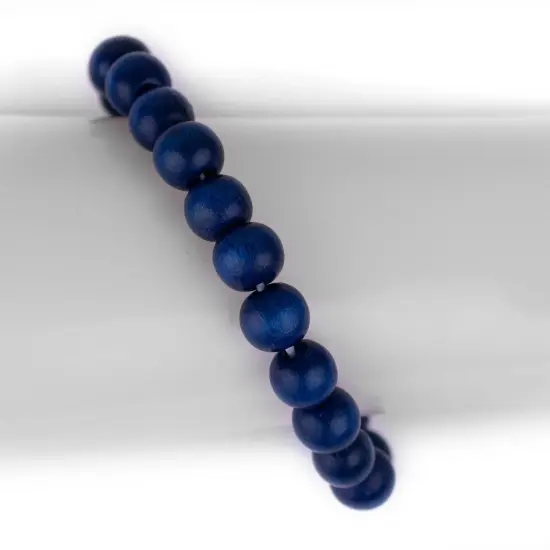 The Bead Chest Wood Stretch Bracelet, Azul Blue - Stackable Beaded Jewelry, Unisex for Men & Women {3}