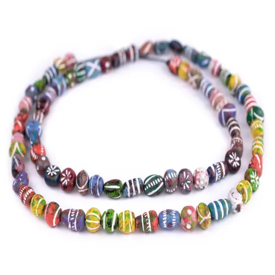The Bead Chest Multicolor Patterned Mini Terracotta Beads 10mm Mixed Clay 25 Inch Strand {3}