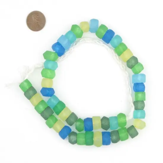 The Bead Chest Seaside Medley Faceted Recycled Java Sea Glass Beads - Full Strand of Faceted Bottle Glass Beads | Approximately 48 Beads {2}