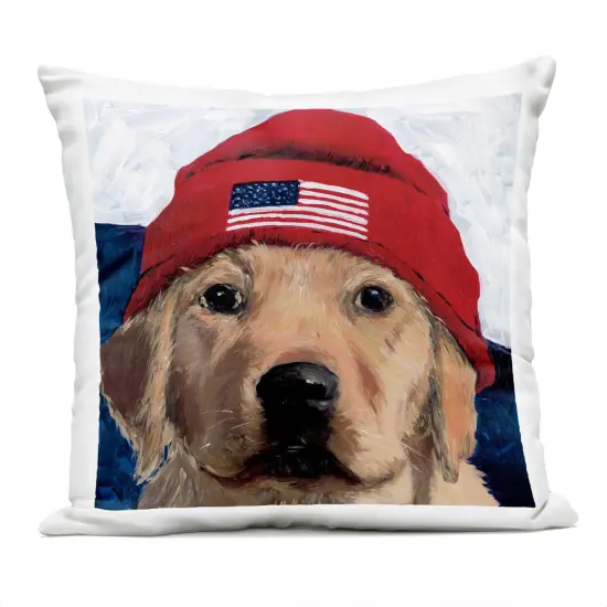 Stupell Industries American Dog in Hat Outdoor Pillow, 18 x 7 x 18 {1}