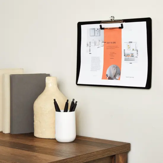 4 Pack Black Plastic Clipboards with Low Profile Clip, 12.4 x 8.9 Horizontal Lap Clip Boards, Landscape Layout, Letter Size for Drawing, Sketching, Art Supplies {3}