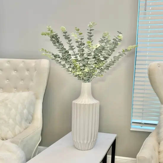 Artificial Eucalyptus Branches Green Frosted Plant 30" 3 Stems {2}