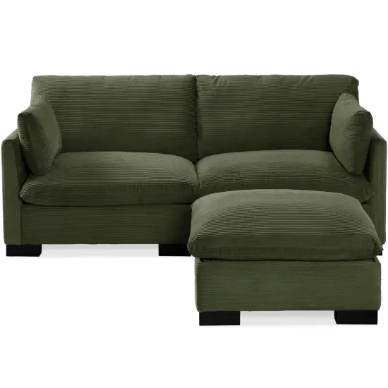 Best Choice Products 82in Modular Sectional Pillowtop Sofa w/ Ottoman & Storage Moss Green {1}