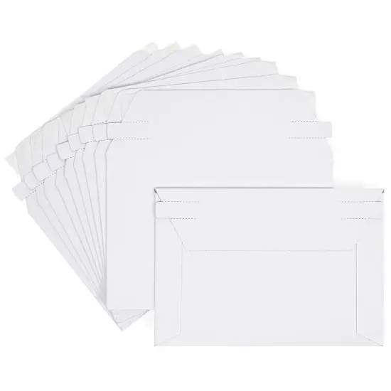 100 Pack 6.5 x 4.5 Inch Rigid Mailers with Self Sealing Flap, Bulk Stay Flat Cardboard Envelopes for Shipping Postcards, Photos (White) {6}