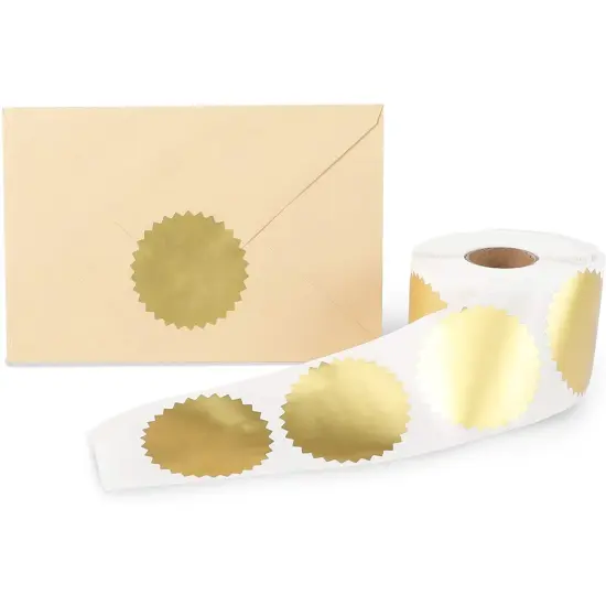 Stockroom Plus Round Gold Mailing Label Stickers Roll, Envelope Seal (2 in, 500 Pieces) {5}