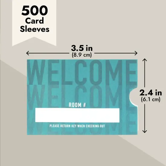 500 Pack Hotel Key Card Envelopes, Key Sleeve for Residents, Room Card Envelope for Motel, Business, Bulk Printed Card Sleeves, Welcome Guests (Teal, 2.4x3.5 In) {5}
