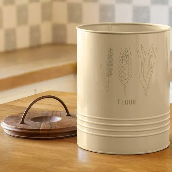Grain Storage Barrel with Wooden Lid - Durable & Stylish Kitchen Canister-8.6X8.6X11" {2}