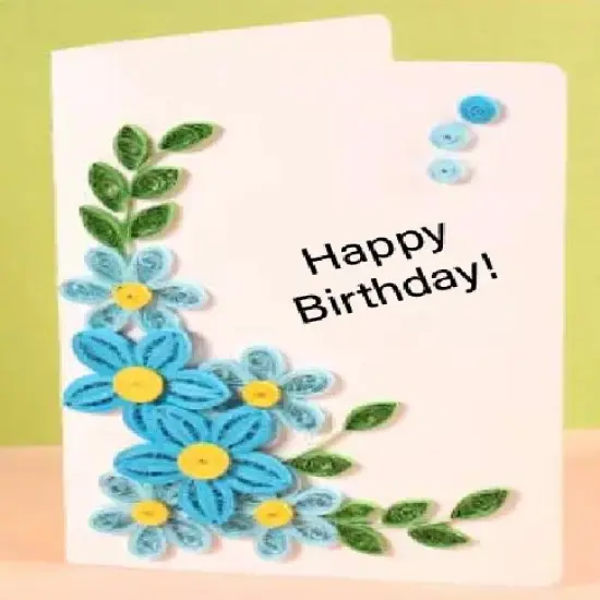 Greeting Card Making Kit. Myosotis Flowers DIY Quilling Kit F07M3-5-FL6 {1}